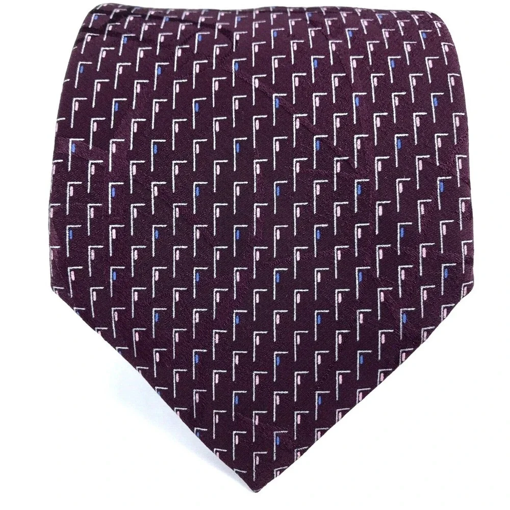 BRIONI Silk Tie Hand Made In Italy Dark Purple Blue Pink Italian Men Necktie 60